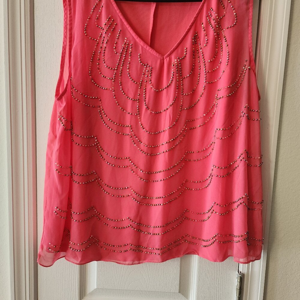 Collection Dressbarn coral beaded sleeveless business top size 18